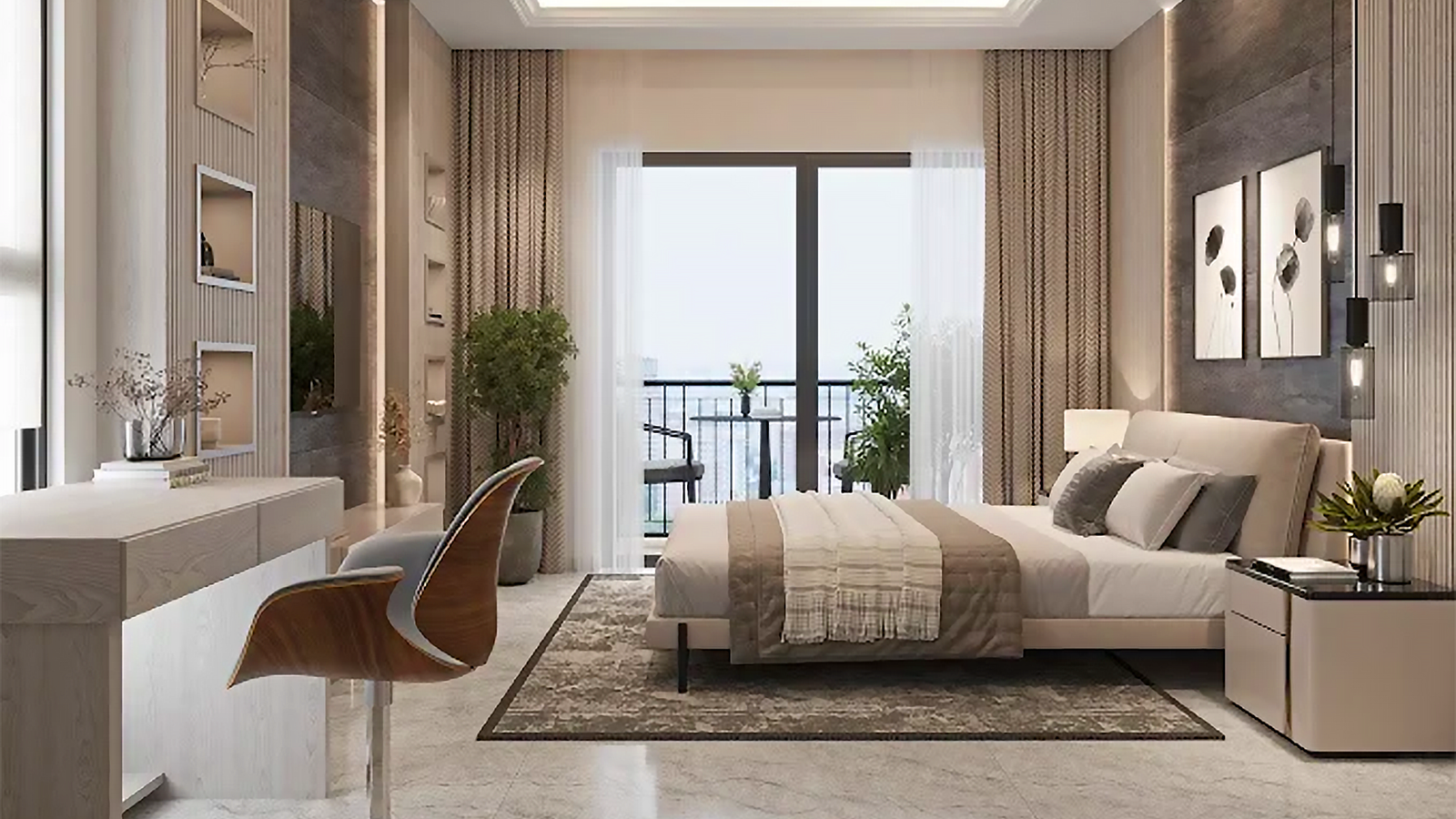 Night view of a tall building with lights on